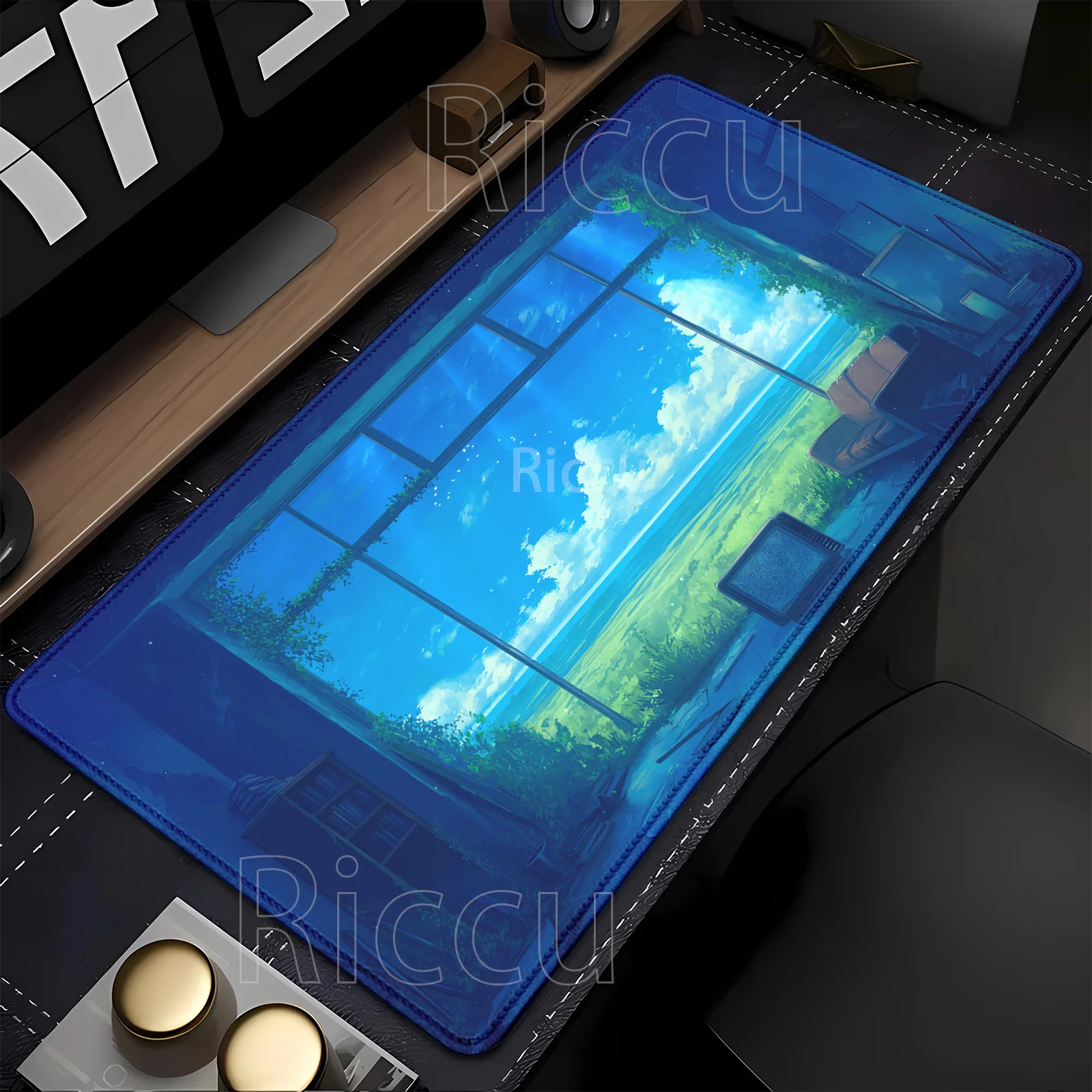 

window grassland Landscape Mousepad Game Office Accessorie Mouse Pad Gaming Keyboard PC 900x400mm HD Printing overlock Desk Mat