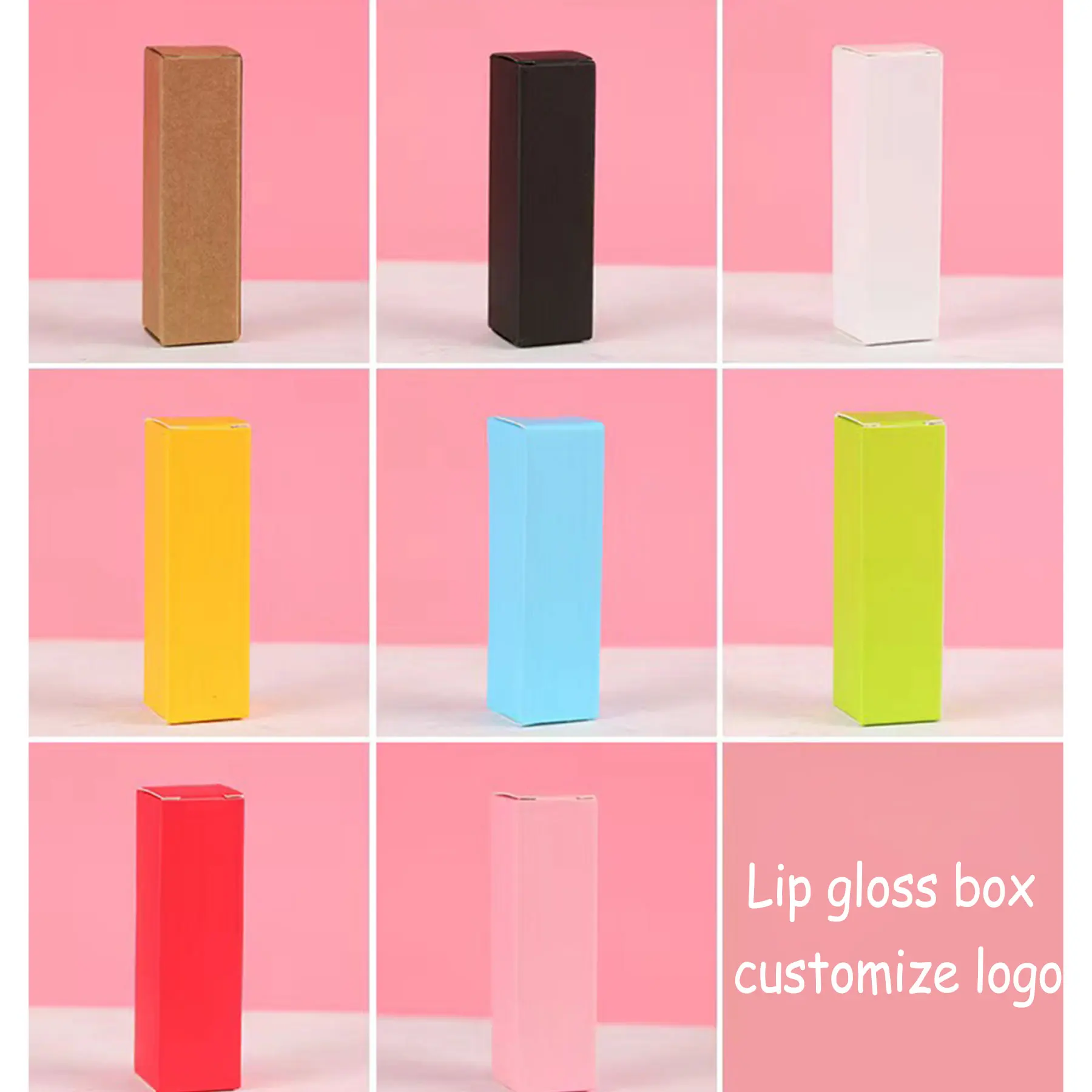 Wholesale Lip Gloss Box Package Pink/Yellow/White/Blue Lipstick Case Customize Logo Empty Paper Boxes for Tube Containers Vendor