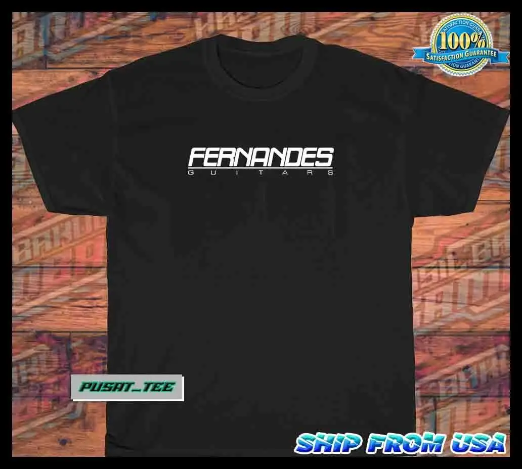 New Fernandes Guitar American Funny  Logo Men's T-Shirt Size S-5XL