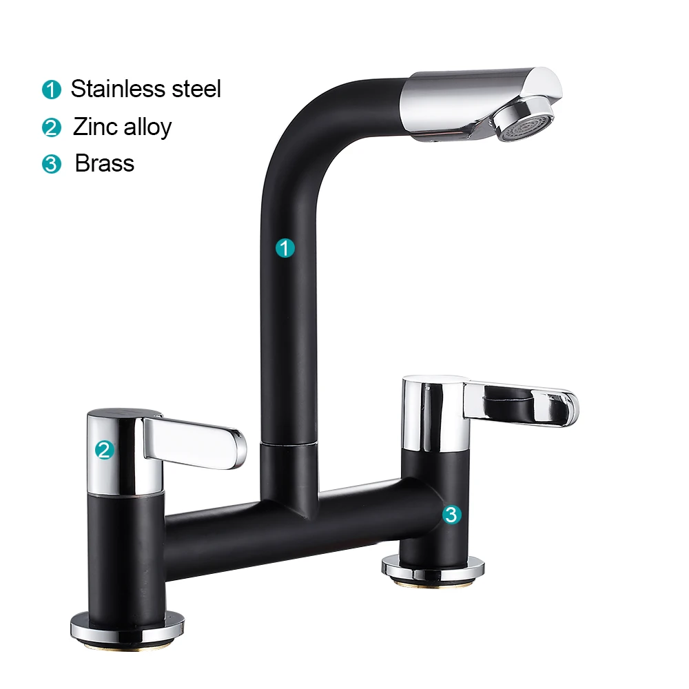 Black Kitchen sink Faucet mixer Seven Letter Design Water Purification tap British regulatory Dual Handle