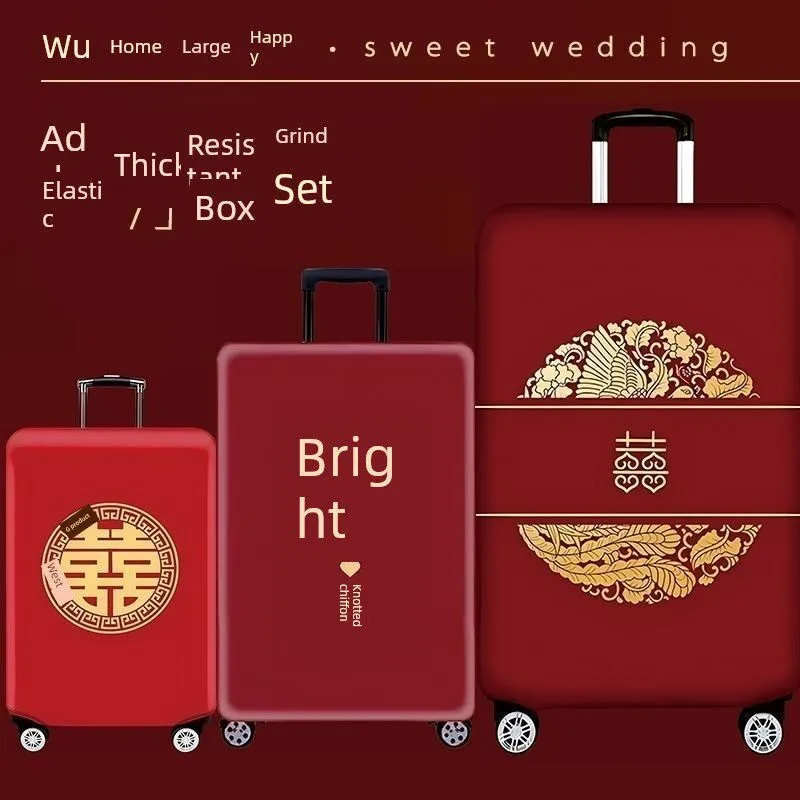 

Красный кожаный чехол для чемодана с паролем, свадебные принадлежности, защитный футляр для чемодана, с символом удачи