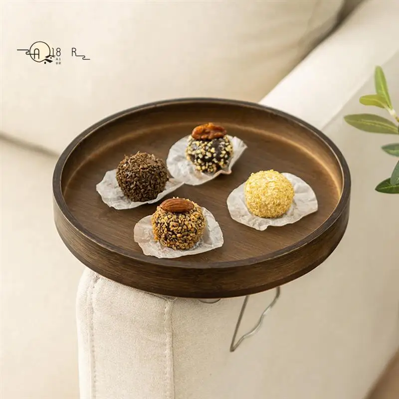

A18R -Sofa Tray Table Wooden Tray Sofa Tables TV Table Side Table Home Storager Decoration Round