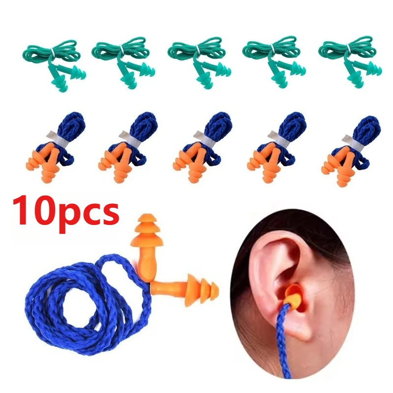10pcs 소음 방지 귀마개 방음 귀마개 보호 귀마개 재사용 가능한 귀마개 수면 귀마개 보안 보호