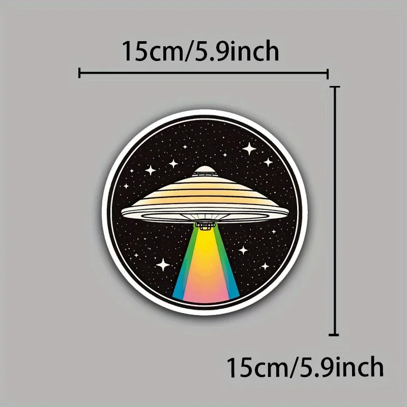 

1PC Trendy Space UFO Sticker, Eye - catching Design with Rainbow Light for Vehicle & Gadget Customization