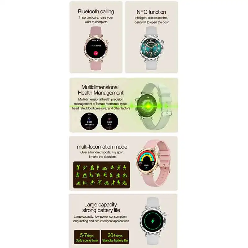 VALDUS スマートウォッチ女性フィットネス Bluetooth 通話 IP68 防水 AMOLED スクリーン長いバッテリー寿命スポーツ 2025 VL66 プロスマートウォッチ