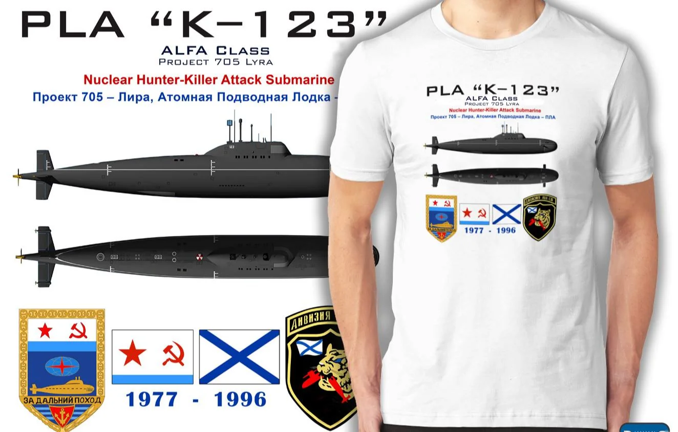 Soviet Naval Alfa Class Hunter - Killer Nuclear Powered Submarine T-Shirt Short Sleeve Casual 100% Cotton Shirt