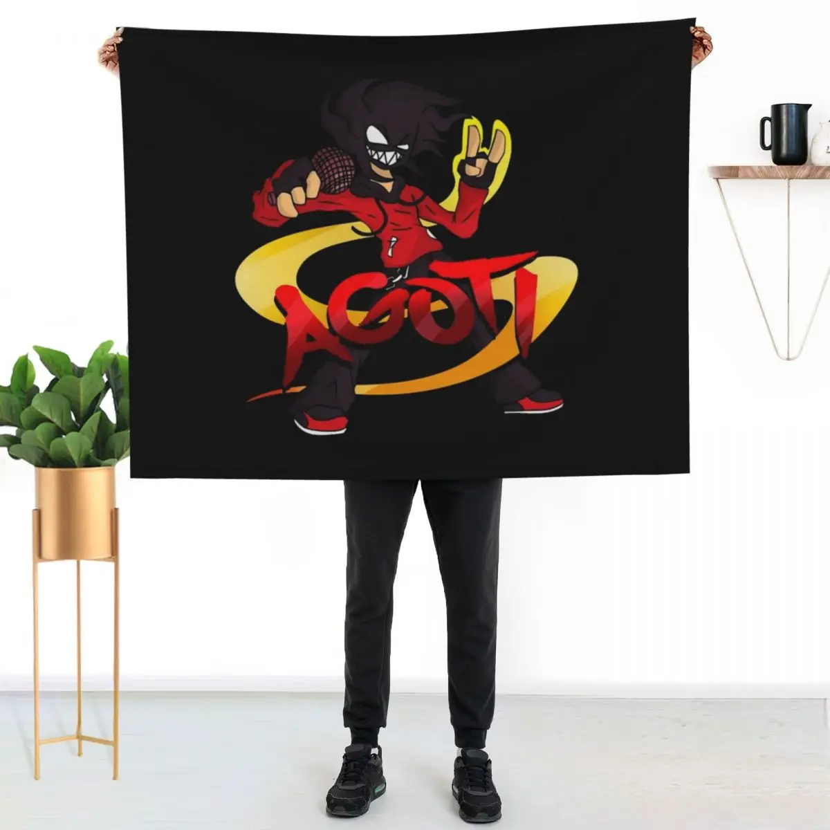 

new AGOTI fnf mod character Graffiti Throw Blanket Durable Warm Blanket for Daily Home Use