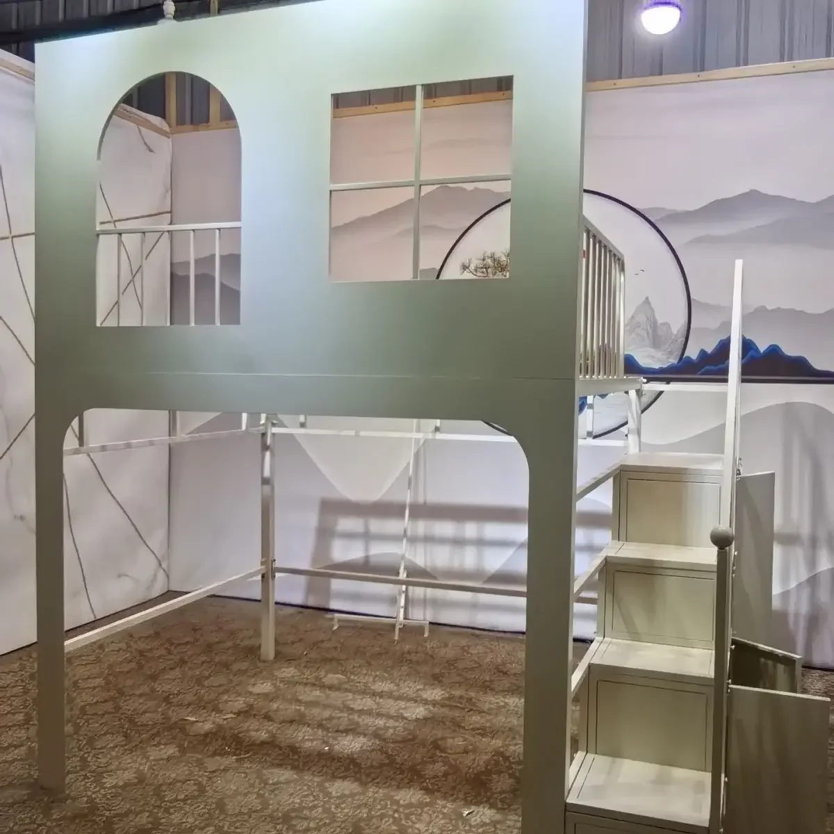 Wrought iron bed, elevated bed, tree house small apartment space-saving loft bed