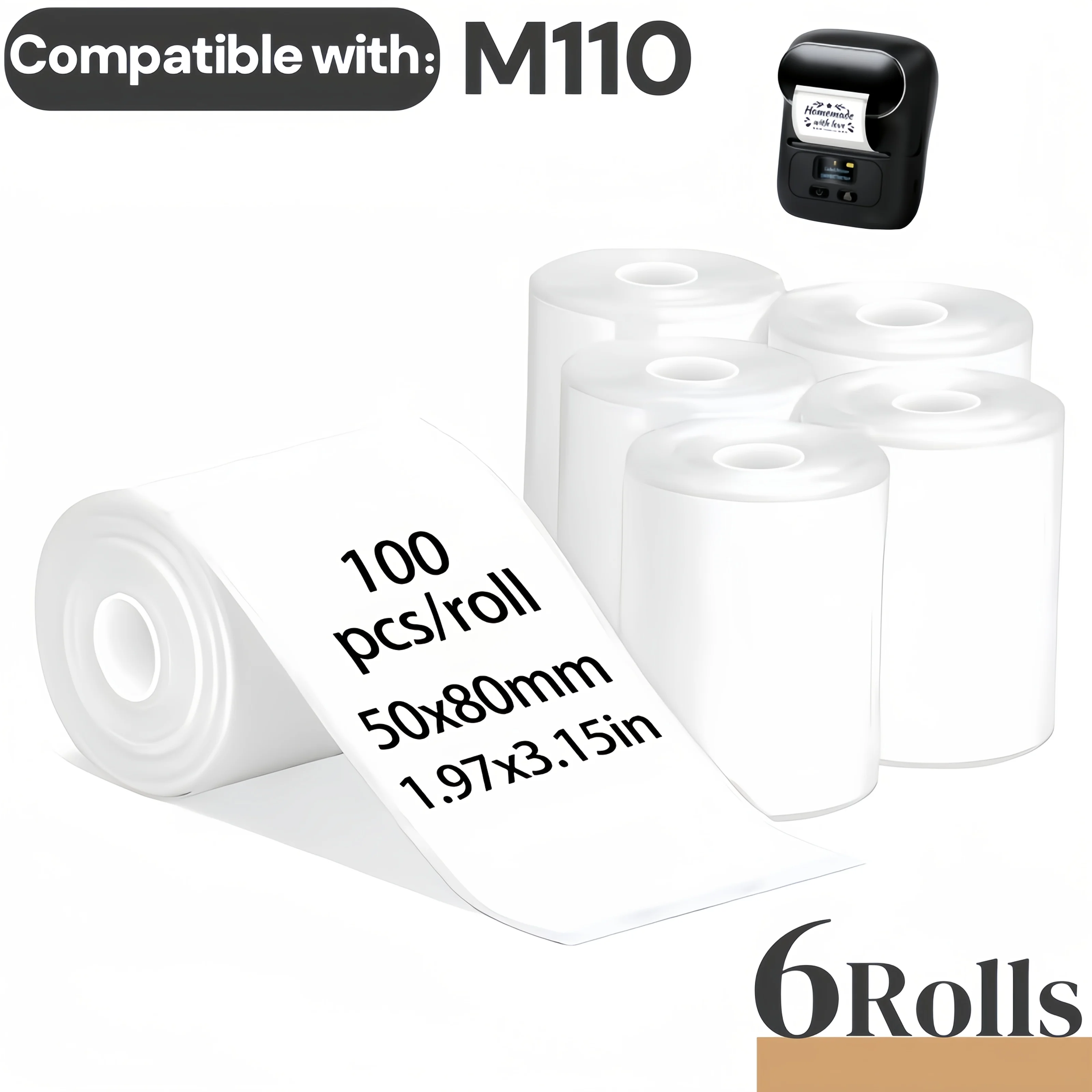 6 Rolls 50x80mm M110 Thermal Labels 100 per Roll for Portable Printers SK58 P50 B3S M220 M200 Clothing Store Signage Design