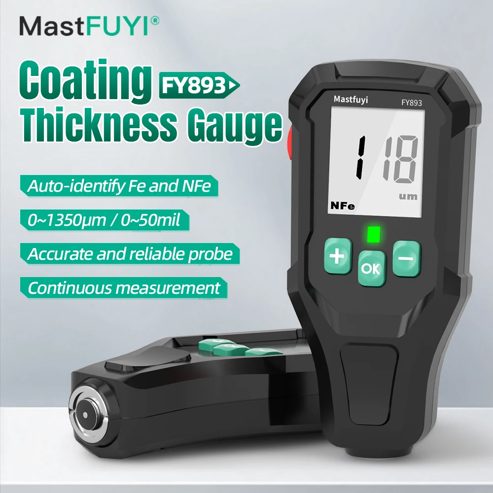

MASTFUYI Car Coating Thickness Gauge 0-1350μm LCD Screen Digital Automotive Paint Film Tester Paint Thickness Measuring Tool