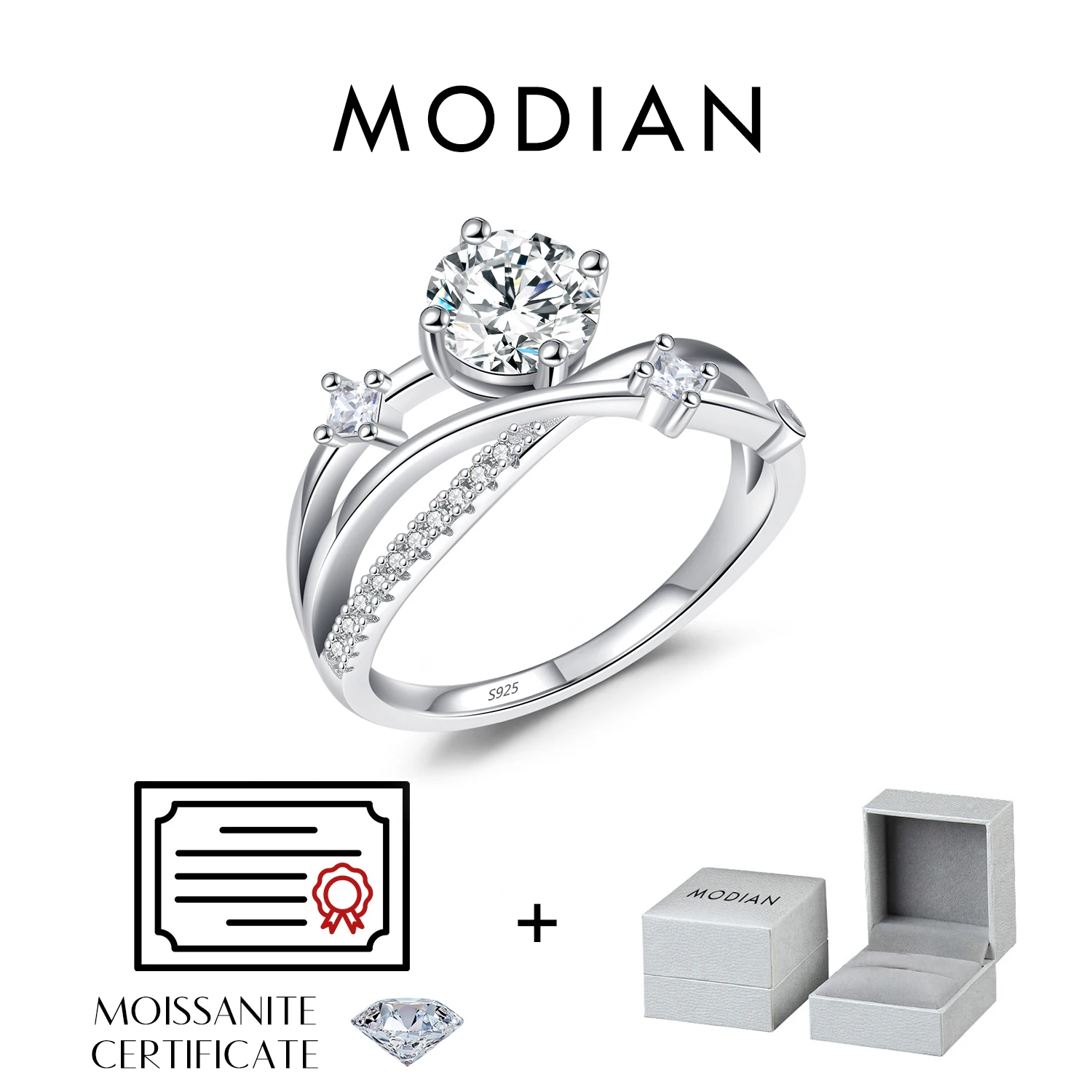 Women's 1CT VVS1 Moissanite Dazzling Ring in 925 Sterling Silver