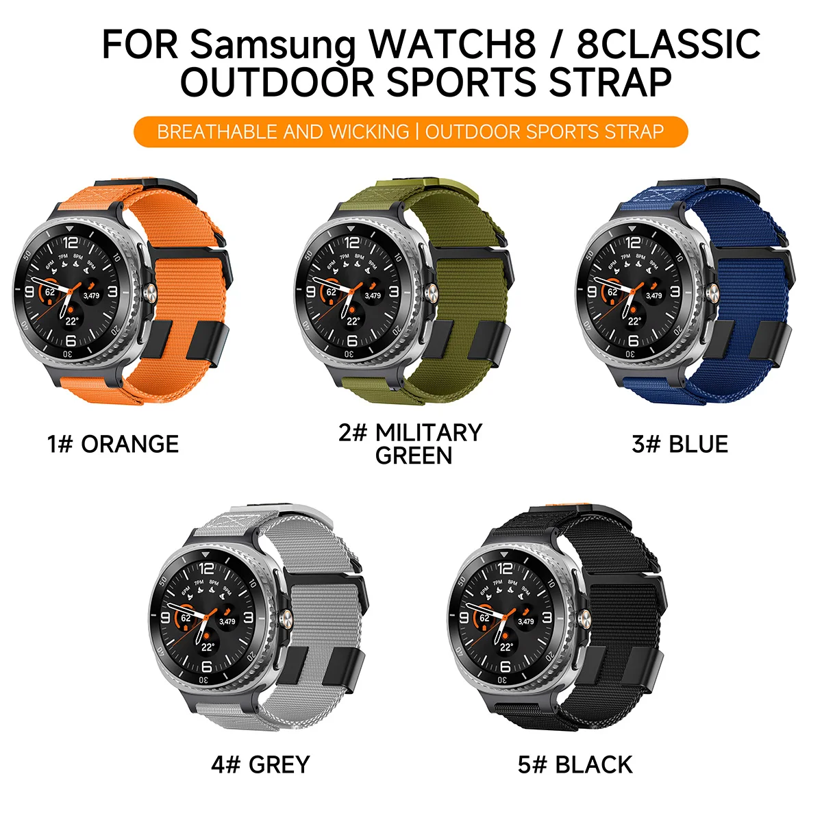 Cinturino sportivo all'aria aperta per Samsung Galaxy Watch 8 Classic 8 44mm 40mm Braccialetti per Galaxy Watch 8 Bracciale cinturino in nylon
