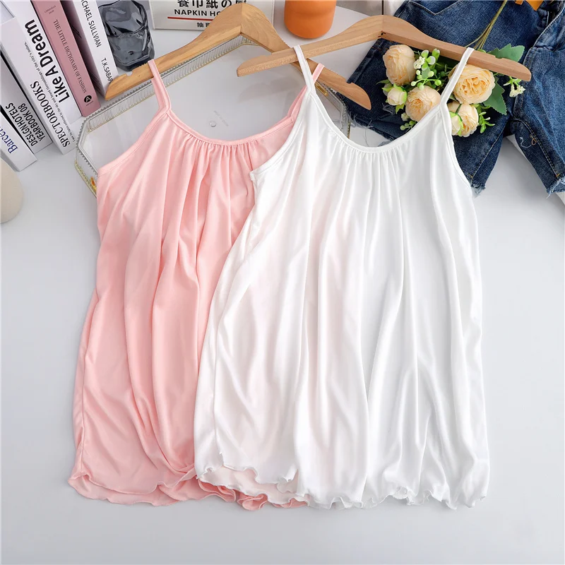 New Style Sleeveless Silk Sling Satin Tank Top Women Cropped Silk Camisole Girls Big Size Silk Top Summer Shirt Short Nightdress