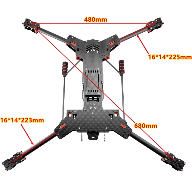 JMRRC H680 Carbon Fiber Folding FPV Quadcopter Aircraft Frame Kit with Ultra-light Landing Gear H4 Rack