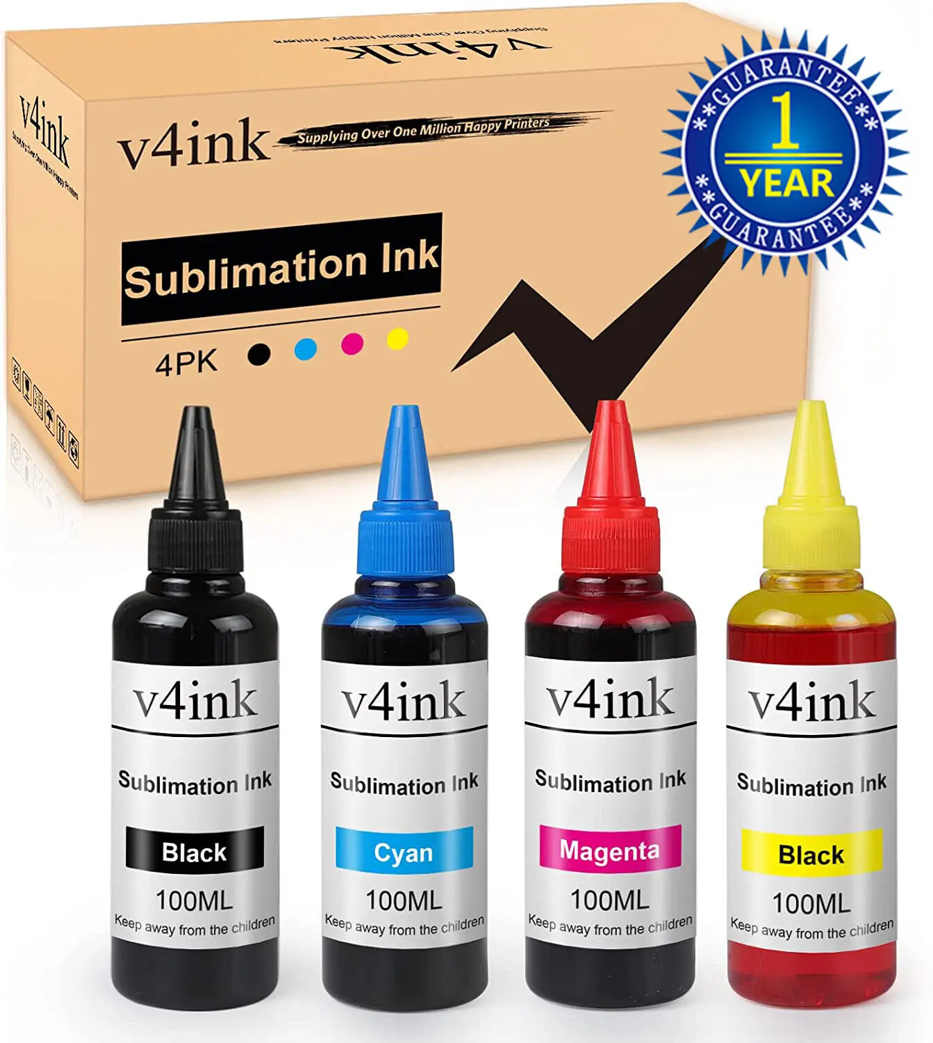 v4ink Sublimation Refill Ink Kit (4 PK) for C88 ET2650 ET2720 ET2750 ET2760