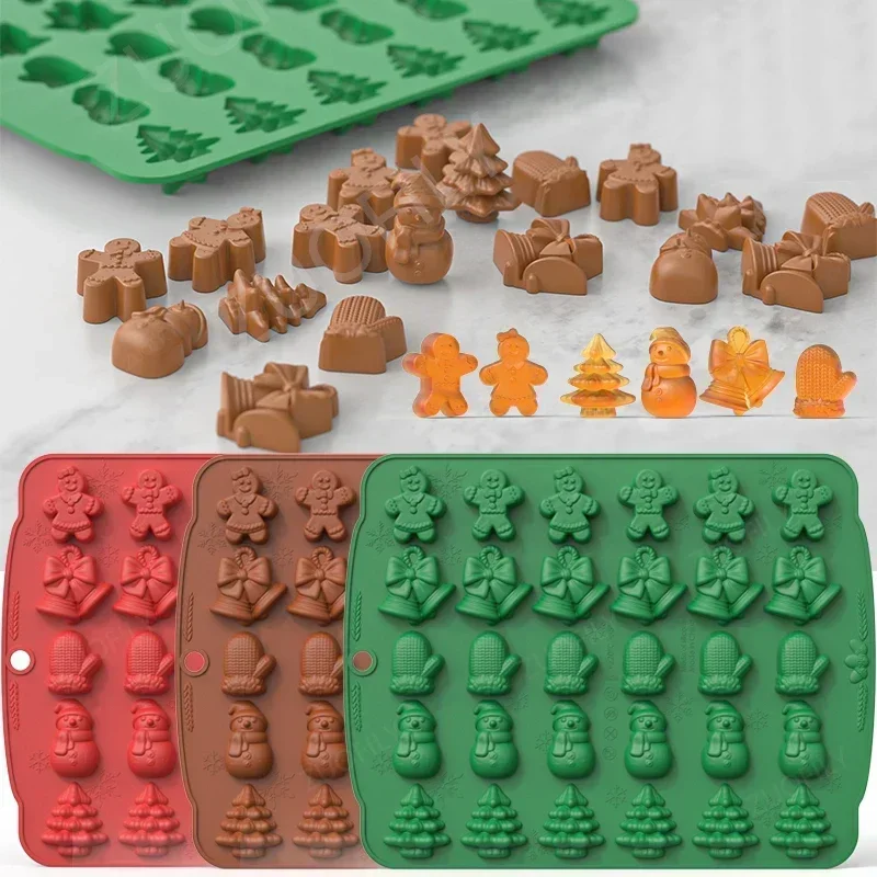 Christmas Silicone Chocolate Mould 5 in 1 BPA Free Biscuit Baking Moulds Candy Fudge Moulds