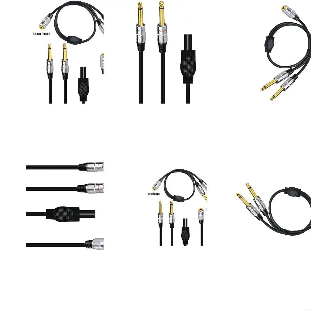 193A Dual 6.35mm to 3.5mm Stereo Cable,1/8 Mini to 2 x 6.35mm Male Y-Splitter