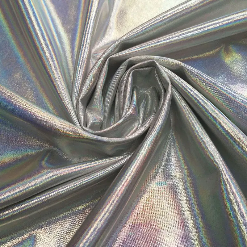 

1/2/3 Yard Laser Fabric Spandex Elastic 4-Way-Stretch Bronzing Shiny Fabric For Diy Sewing Swimsuit Stage Dance Costume Fabric