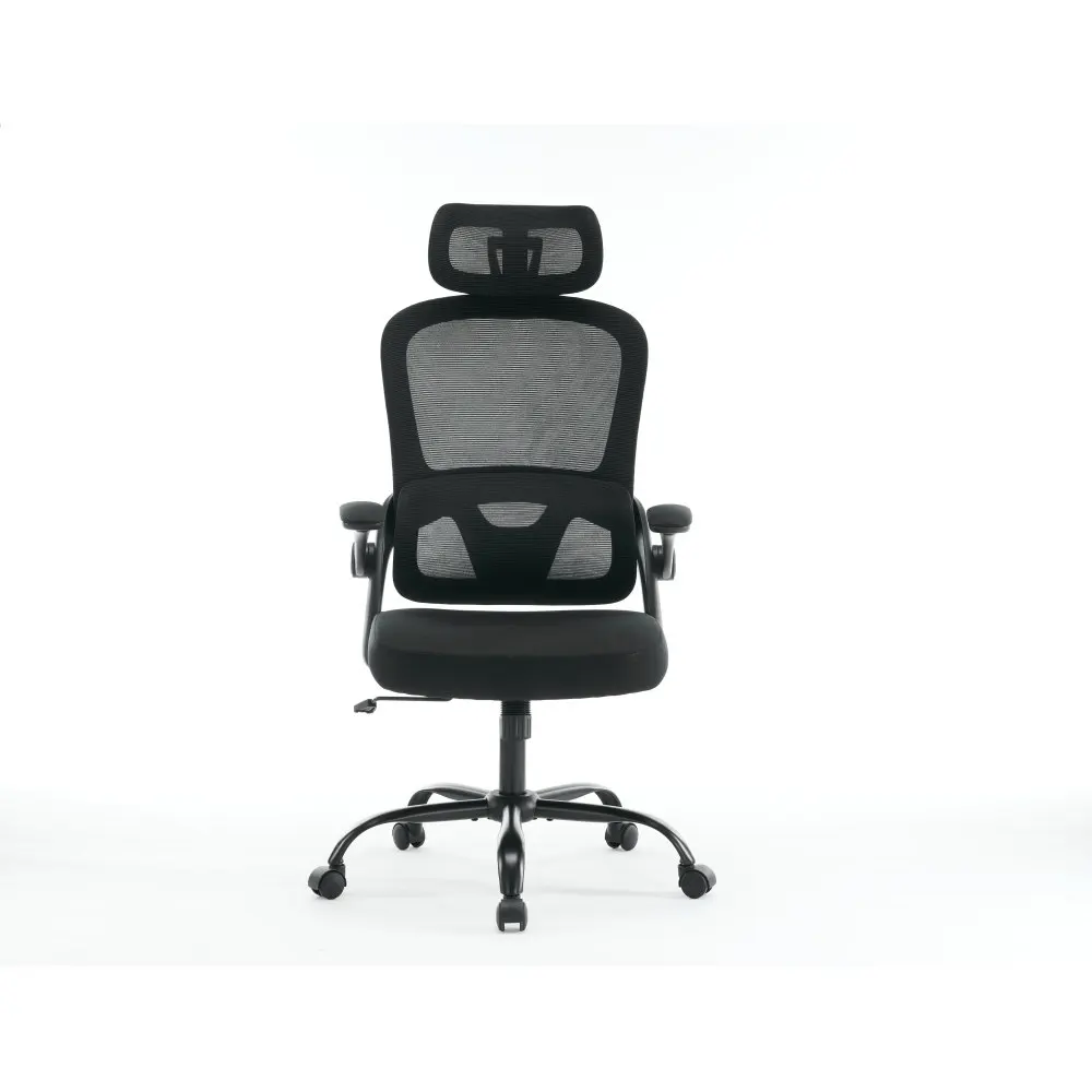 

Ergonomic Mesh Office Chair, High Back Desk Chair with Armrests, Up&Down Lumbar Support, Adjustable Headrest, Black