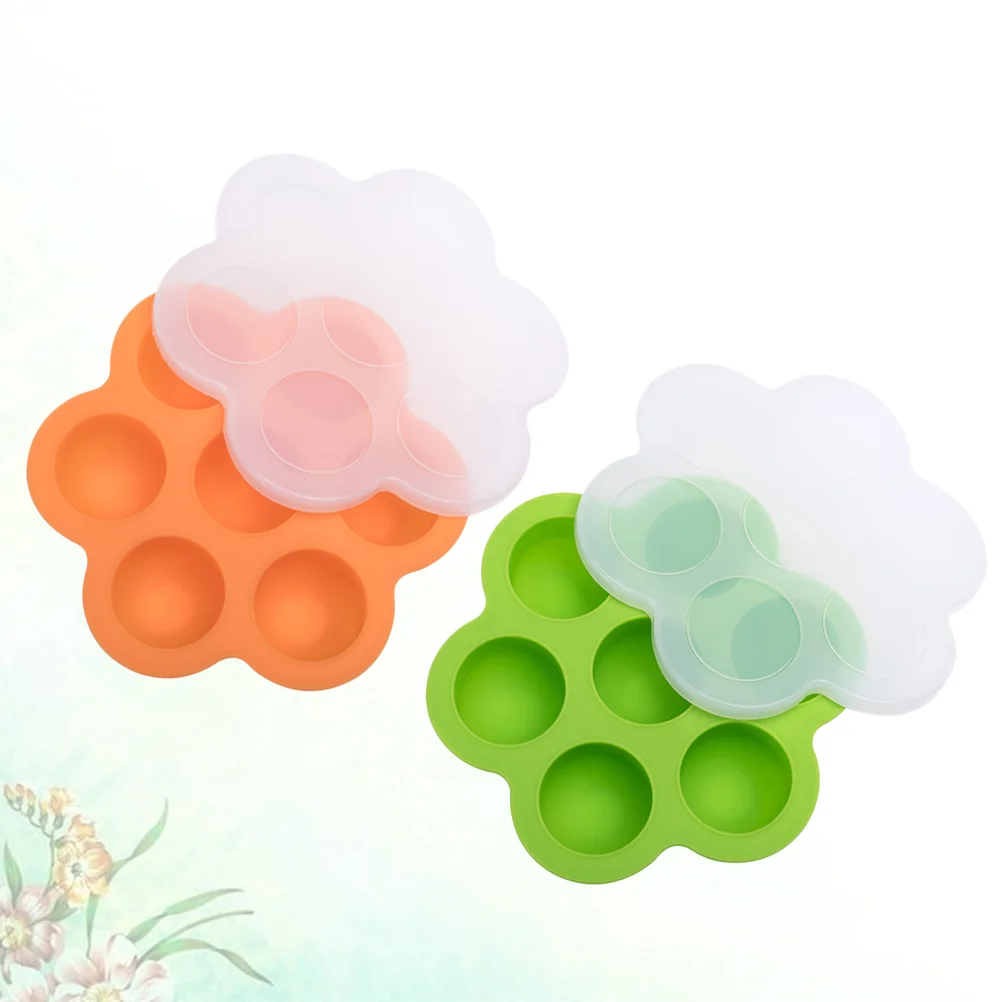 

2pcs 7-hole Silicone Kids Food Box Storage Container Sealed Box Ice Tray Mould (1pcs Orange, 1pcs Green)