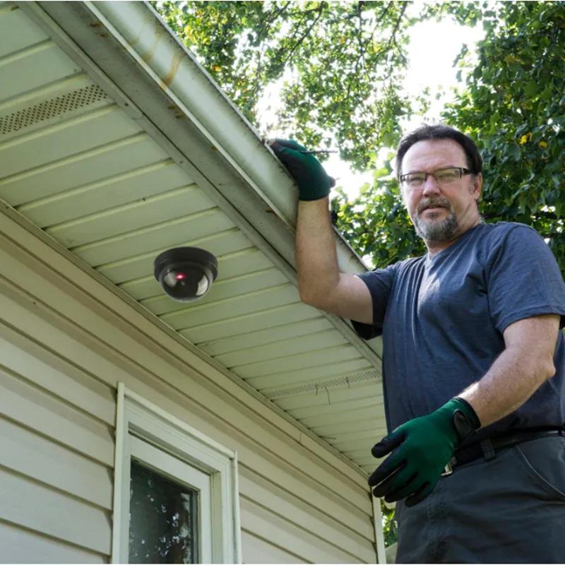 1PC Dummy Fake Camera with LED Red Light, Battery Operated, No Wiring Required, Indoor Outdoor Fake Dome Security Camera