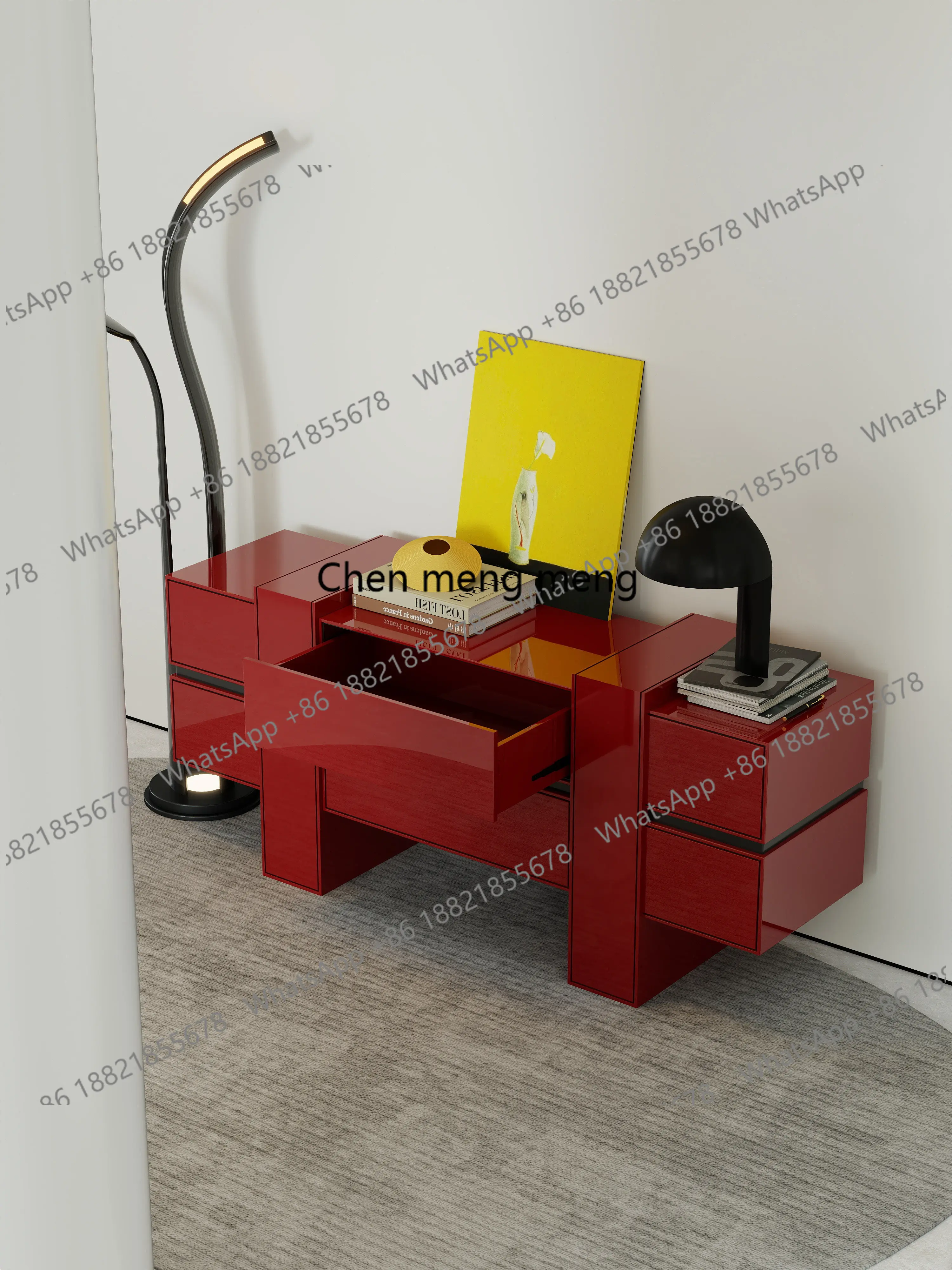 

Italian minimalist entrance cabinet high-end living room art drawer creative storage cabinet