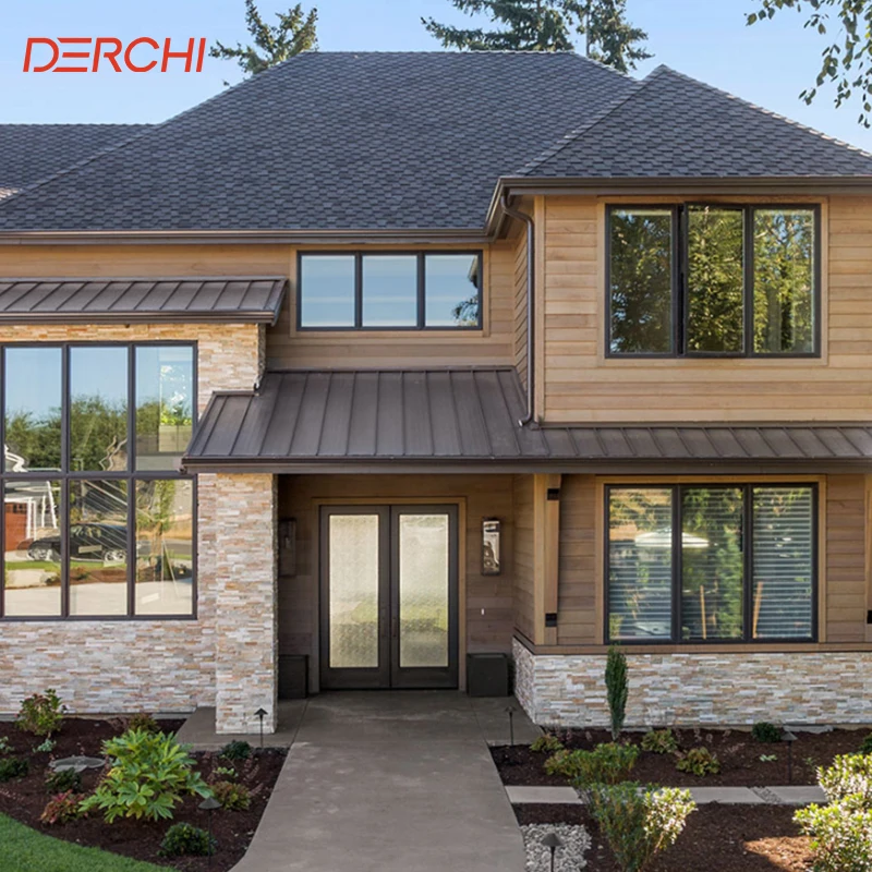 DERCHI USA Popular Crank Casement Window Thermal Break Triple Glass Crank Out Casement Windows with Decoration Grills