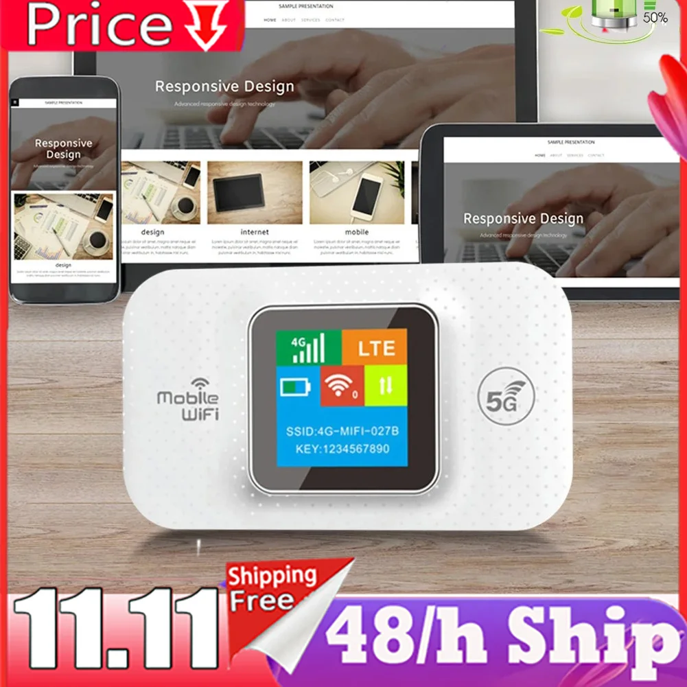 4G/5G Mobile WIFI Router 150Mbps 4G LTE Wireless Router 3000mA Portable Pocket MiFi Modem Mobile Wifi Hotspot with Sim Card Slot