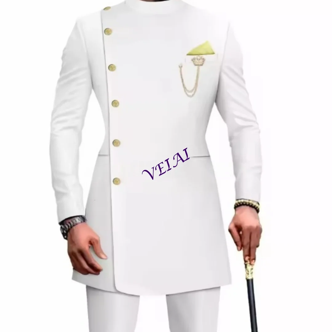 

CustomizedMens Suits Blazers African Clothes for Men Suit 2 Piece Jacket Pants Traditional Wedding Slim Fit Solid Color Festival