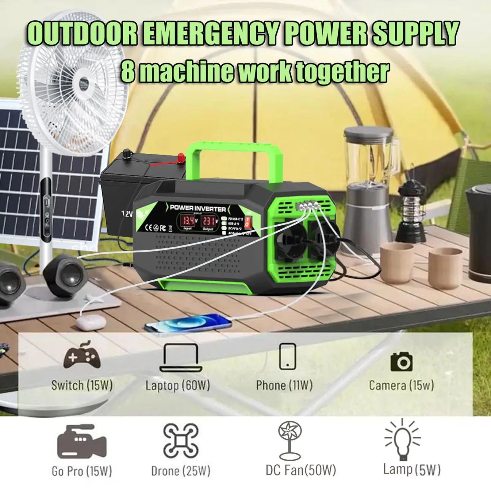 

Car Inverter 300W Car Outlet Adapter With USB Ports Digital Display Plug Outlet With 4 USB Ports Fast Charging Auto Accessories