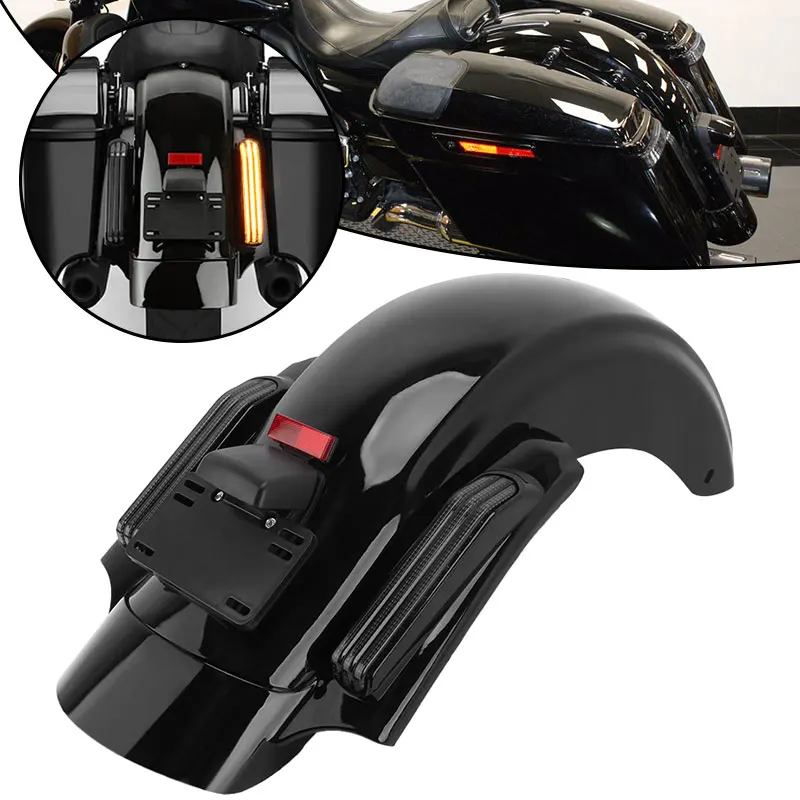 Motorcycle LED CVO Style Rear Fender System Extension Fascia Set For Harley Touring Electra Glide Road King Ultra Limited 14-Up