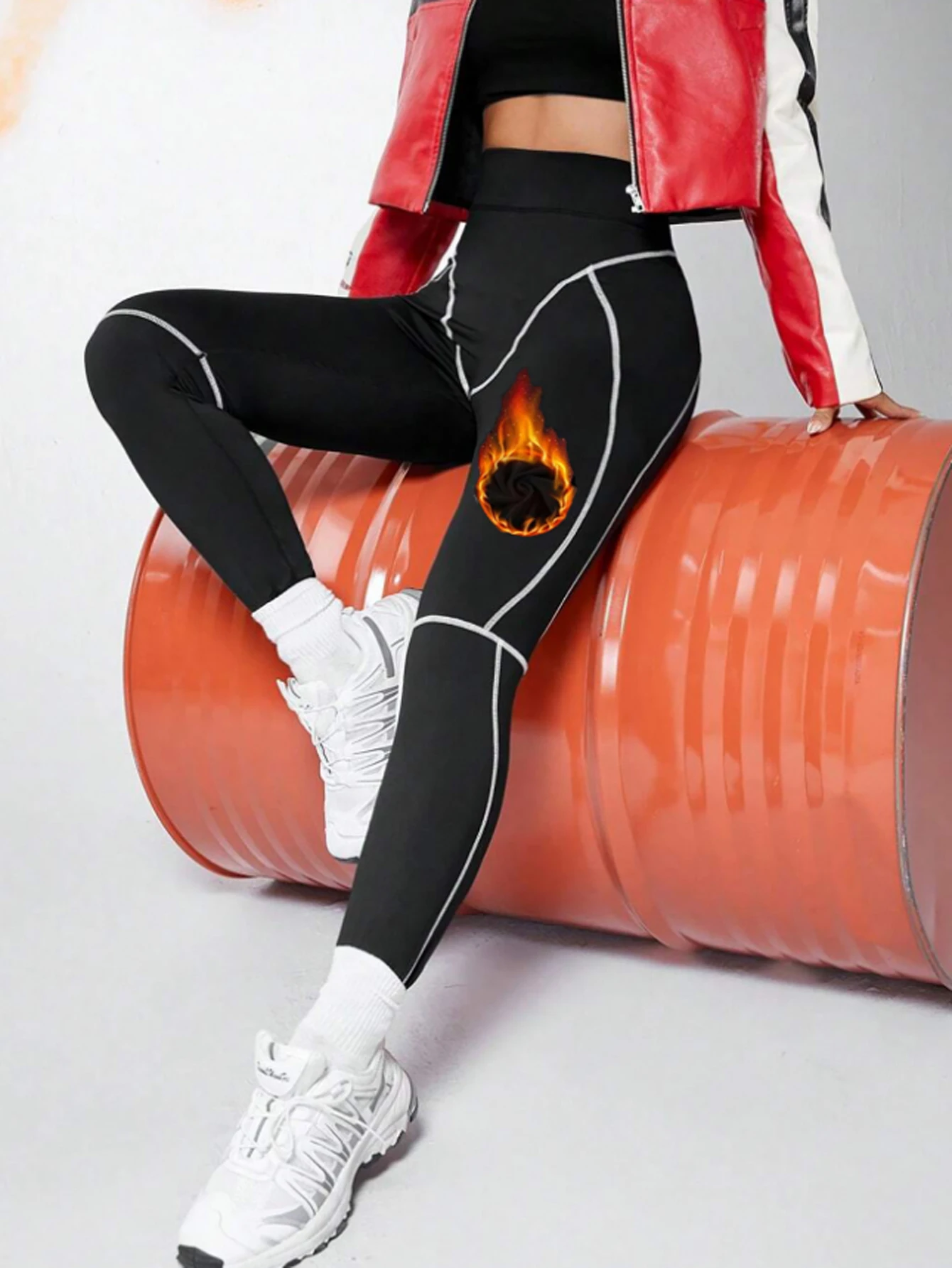 Herbst- und Winter-Freizeithose mit Shark-Design, Hochgeschnittene Yoga-Leggings, Modische Leggings – Detail 6