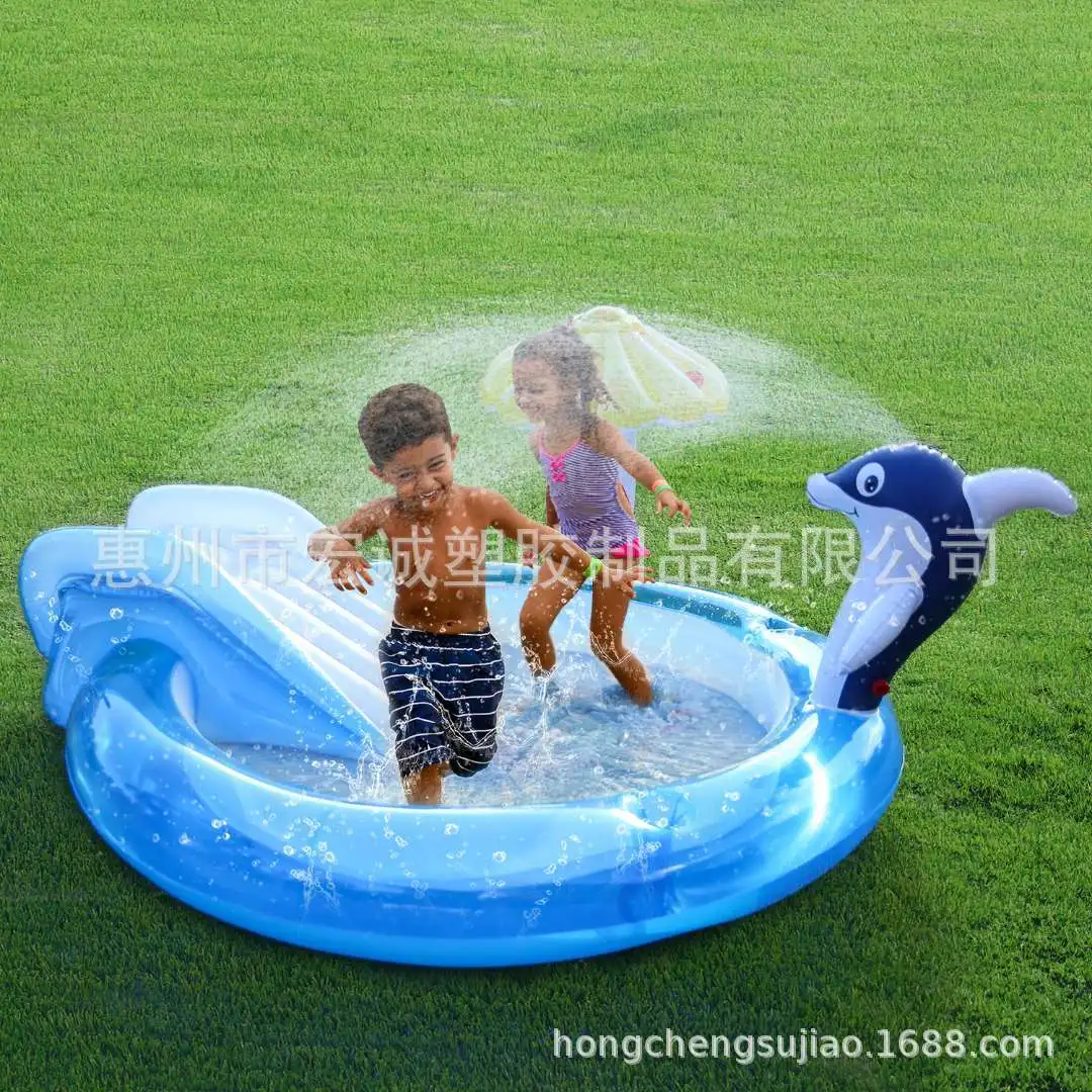 New children's game fountain water slide fountain inflatable swimming pool