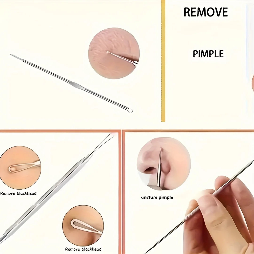 8/11pcs Stainless Steel Blackhead Remover Kit, Face And Nose Precision Tools for Whitehead And Removal, with Portable Box