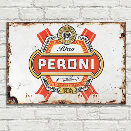 BIRRA PERONI logo Vintage Metal Tin Plaque Signs Man Cave Pub Club Cafe TIKI BAR