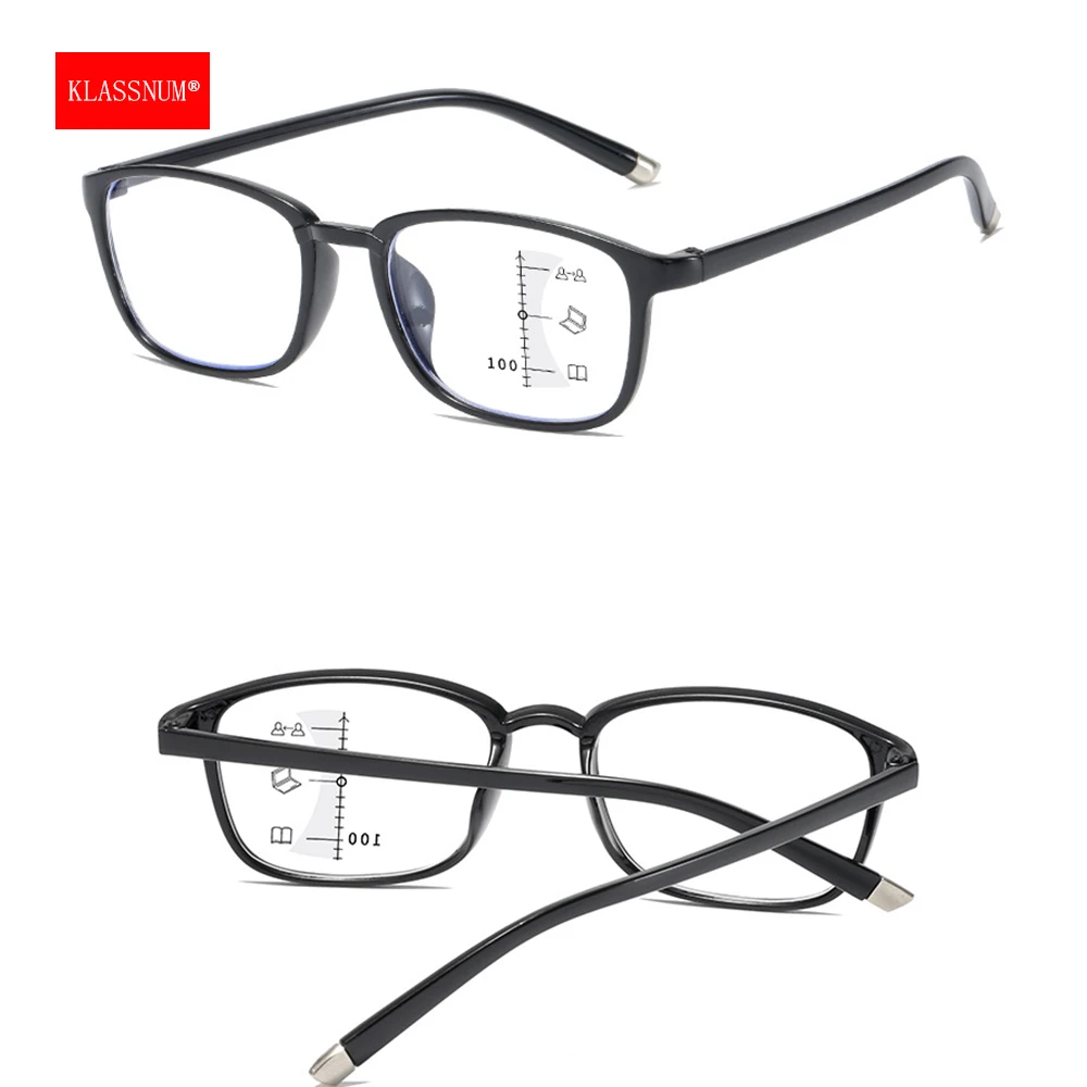 KLASSNUM Multi-focus Reading Glasses Women Men Plus Smart Reading Glasses Progressive Presbyopia Spectacles Eyepiece 0 To +4.0