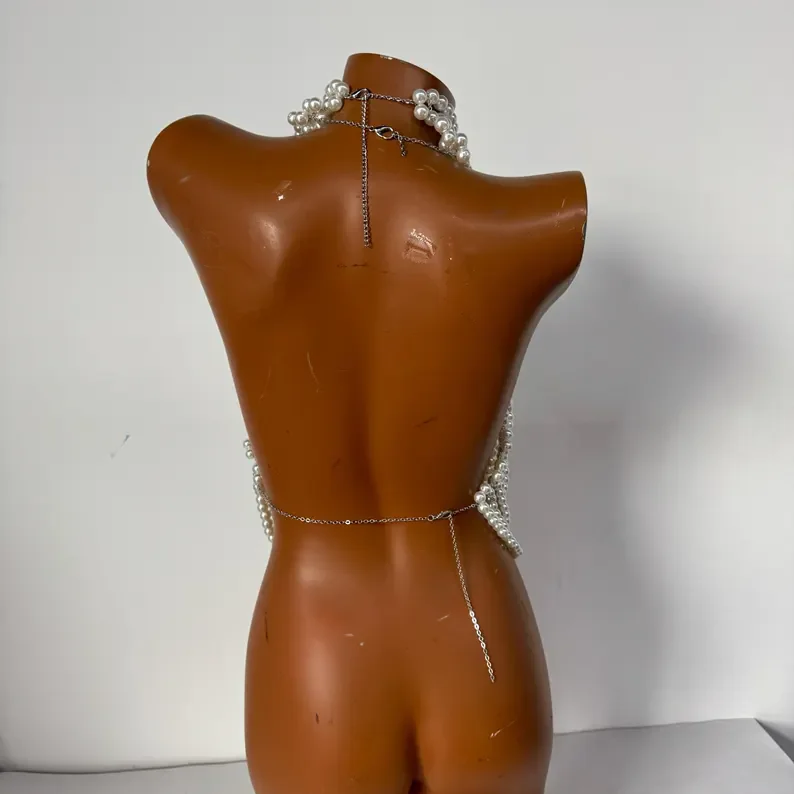 Handgefertigtes Perlen-Halter-Top für Damen - Rückenfreies Perlen-Crop-Top für Party, Hochzeit, Abendveranstaltungen, Festivals, Strand und Streetwear – Detail 12