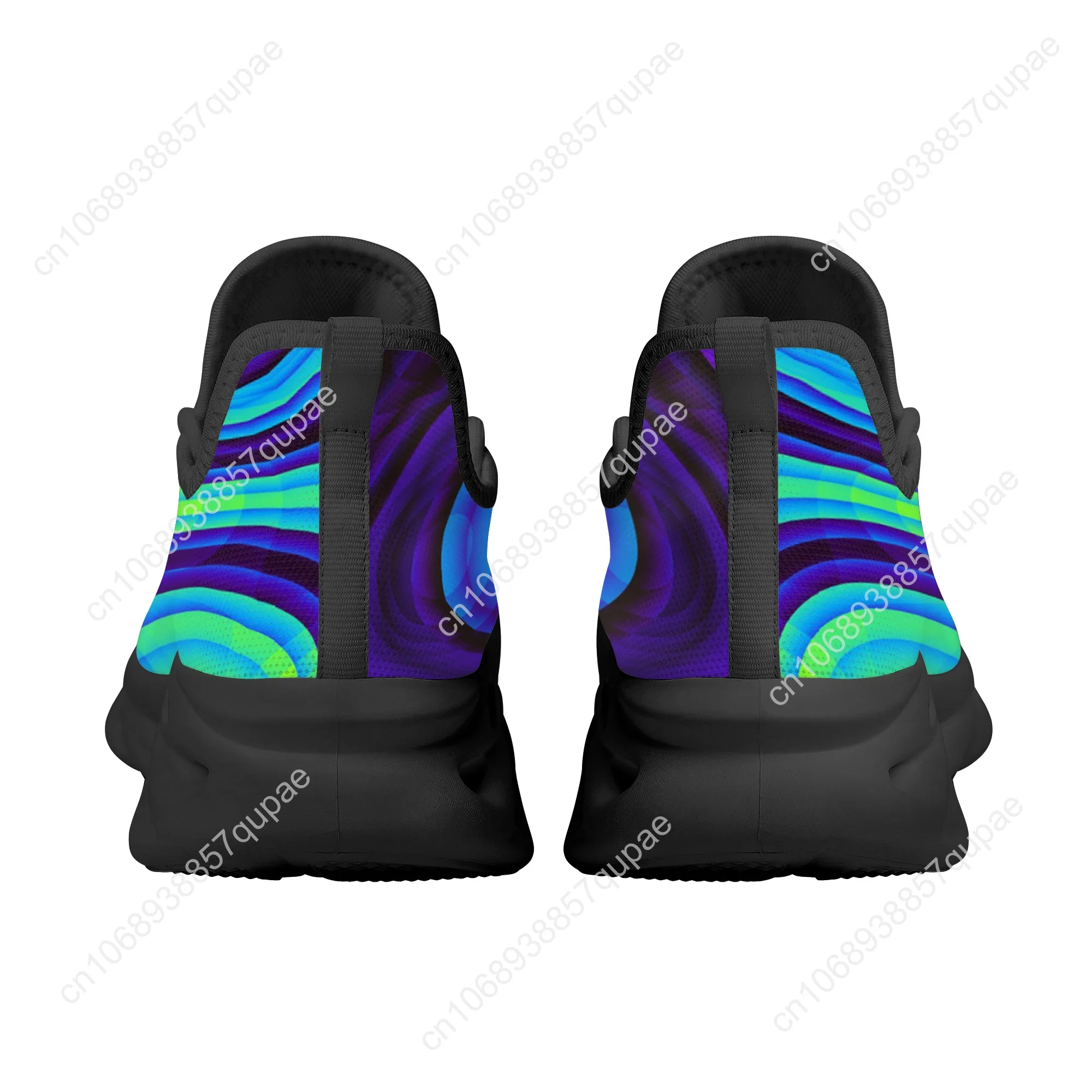 Fashion Black Psychedelic Kintted Flats Sneakers Shoes Mens Womens Sports Shoe Fashion High Quality DIY Sneaker Custom Made Shoe 4