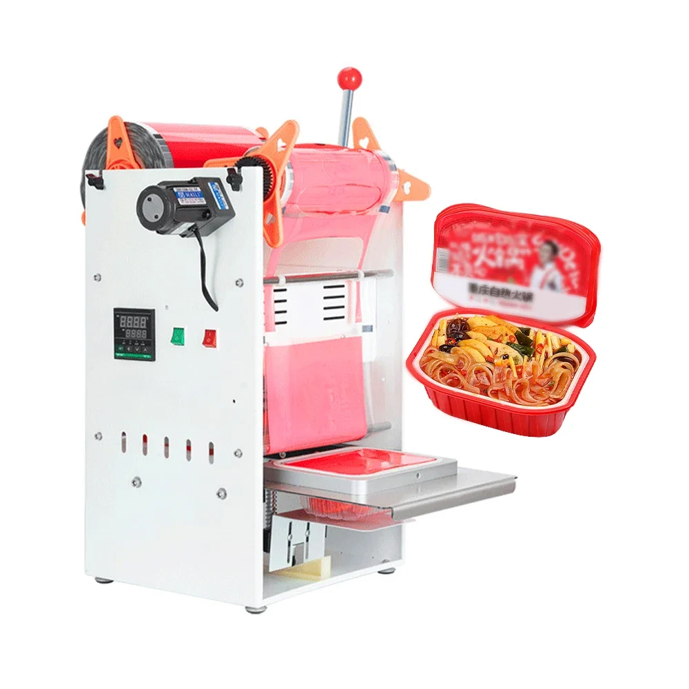 Hand Pressure Manual Tray Sealer Desktop Fast Food Box Roll Film Sealing Machine Automatic Aluminum Heat Sealing Machine