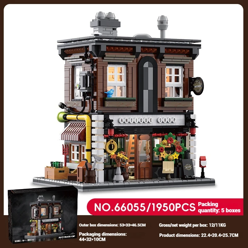 

1950 PCS building blocks street scene antique shop DIY ornaments, medieval building cottage model assembly, children's toy gift