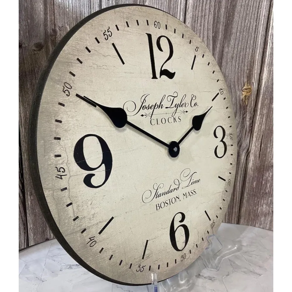 ساعة حائط صامتة غير موقوتة مصنوعة يدويًا بتصميم ريفي - صنع في الولايات المتحدة الأمريكية مع خيارات ألوان جميلة |   بوسطن ستاندرد