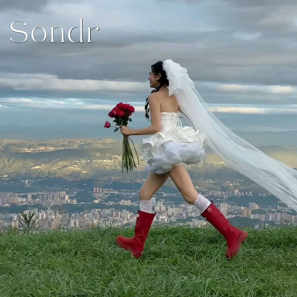 

Sondr Customized 2026 New Mini Wedding Party Dress Strapless Tiered Chic Bridal Evening Prom Gown Short Lovely Photo Shoot Gown