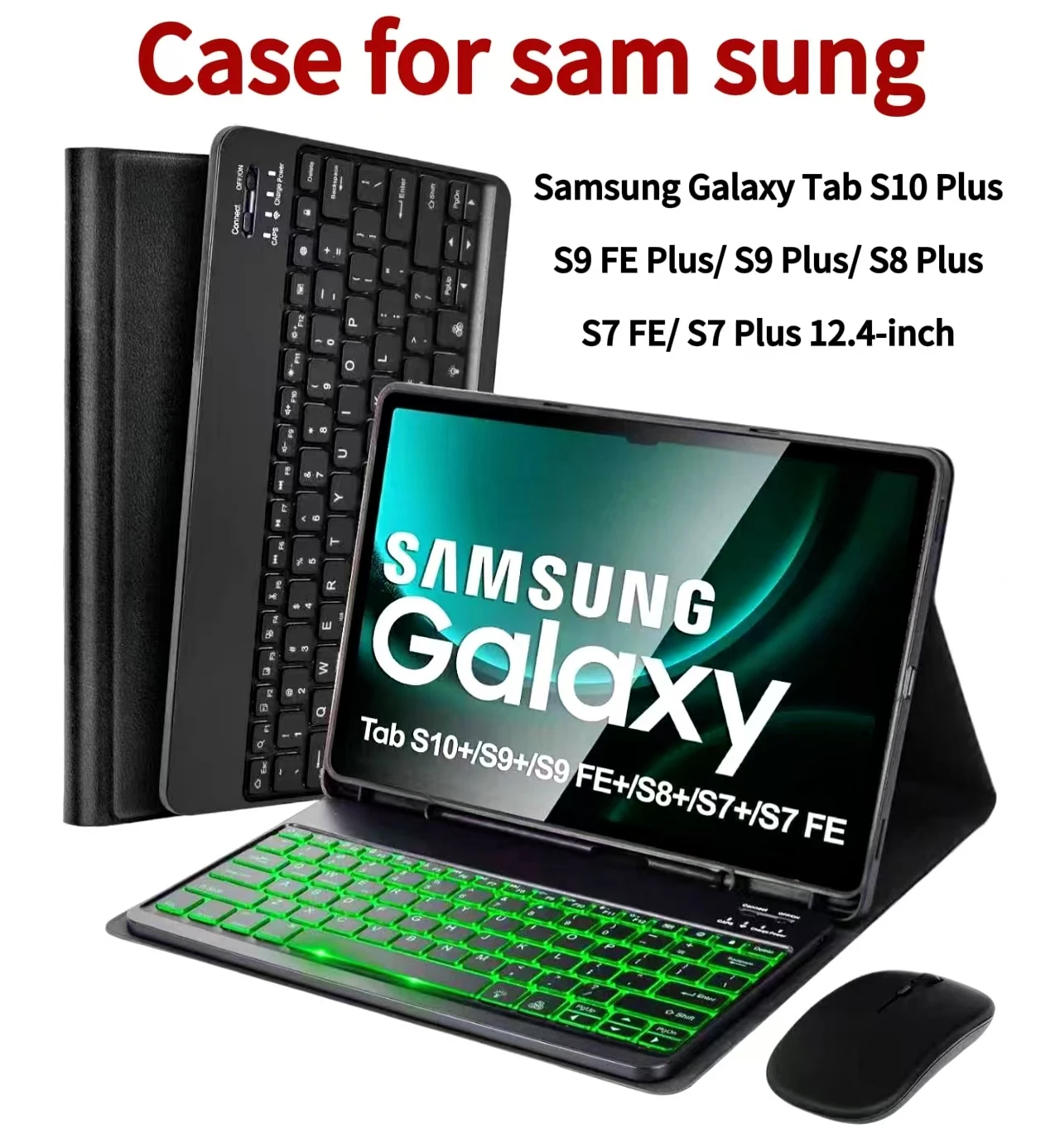 

Case for Samsung Galaxy Tab S10 Plus/S9 FE Plus/ S9 Plus/ S8 Plus/S7 FE/ S7 Plus12.4 "Backlit Bluetooth removable keyboard cover