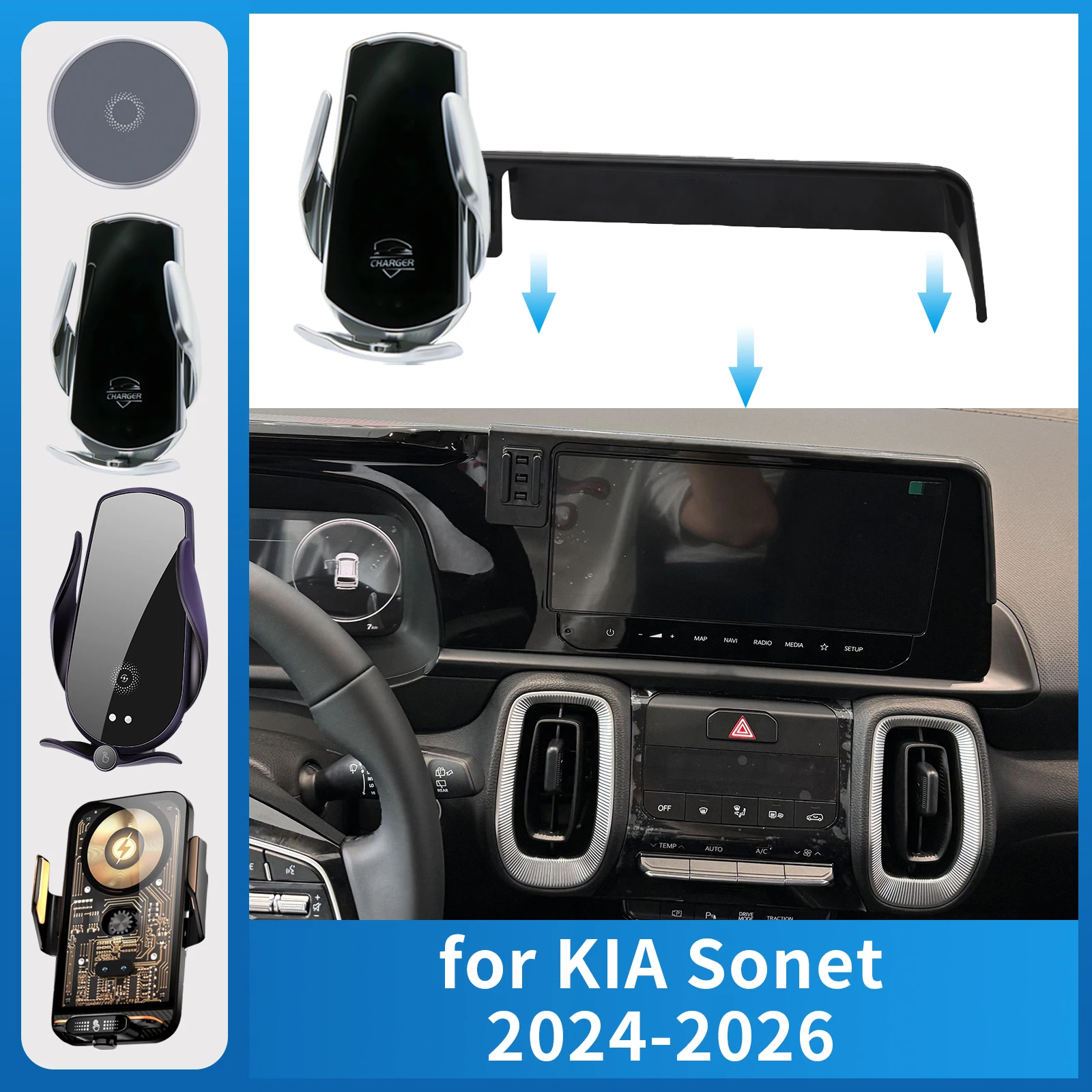

Car Phone Holder for Kia SONET 2024 2025 Charging GPS Bracket Navigation Stand Auto Accessories