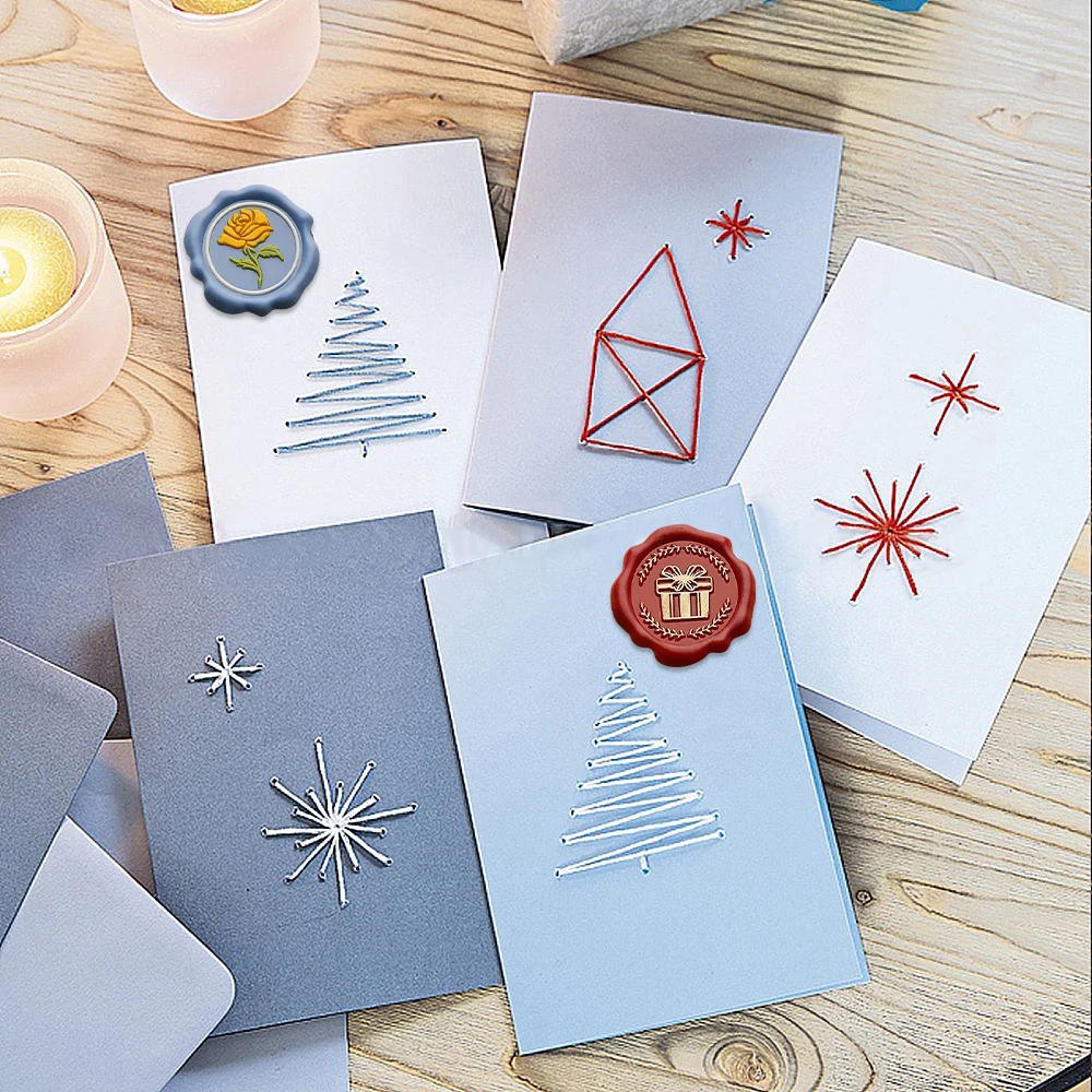 الورود والهدايا، سلسلة عيد الحب، طوابع ختم الشمع، رؤوس ختم نحاسية قابلة للتبديل لتزيين الهدايا وبطاقات المعايدة