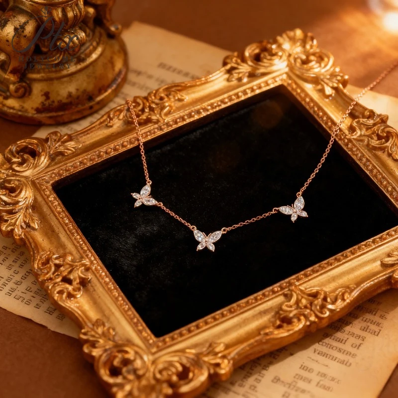 

Hypoallergenic Necklace 2.4CT Marquise Cut Moissanite Butterfly – Sparkling Delicate Wings Women’s Daily Wear & Christmas Gift