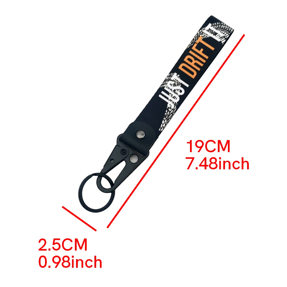 Newest JDM Style Car Keychain Nylon Initial D Gift Lanyard Keyring Auto Key Steel Spring Clip Key Strap Key Pendant