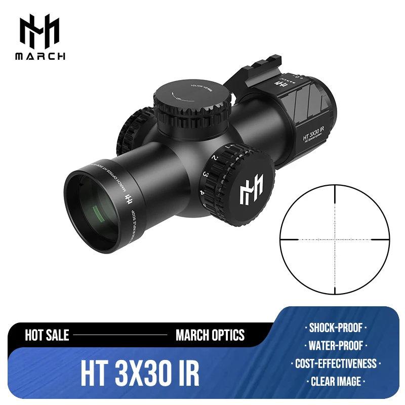 MARCH HT 3X28IR Tactical Rifle Scope Hunting Sniper Airsoft Air Guns Red Dot With Mounts Optics Shooting Glock Gun Sight