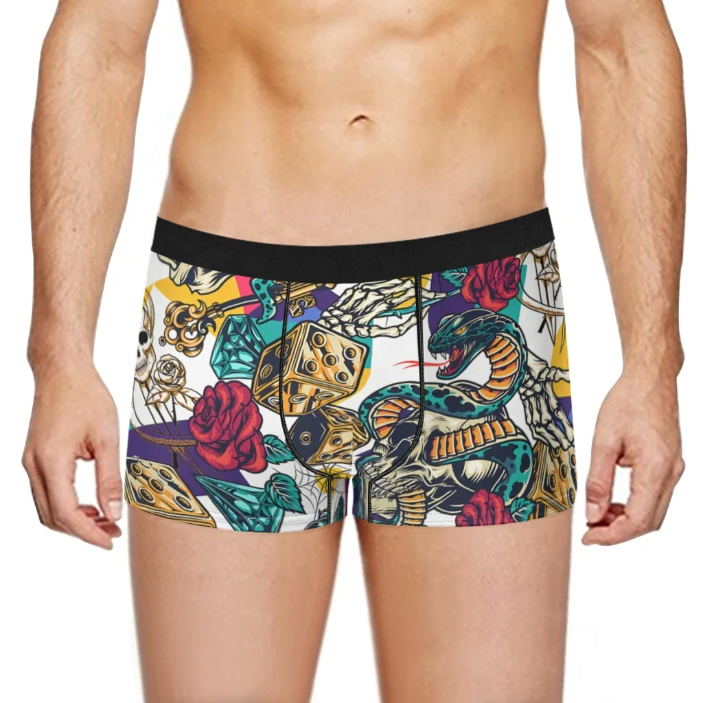 Colorful Skull PatternSkull StyleUnderpants Cotton Panties Male Underwear Comfortable Shorts Boxer Briefs