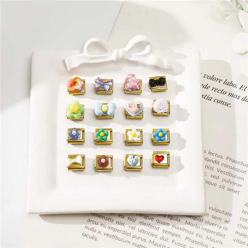 جديد 1 قطعة القوس عقدة زهرة الحب القلب الذهب اللون الإيطالية سحر الروابط صالح 9 مللي متر الفولاذ المقاوم للصدأ سوار المرأة DIY بها بنفسك صنع المجوهرات